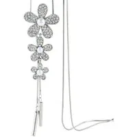 KARMA Lange Kette Pulloverkette Blume 70 cm Silber Damen (Damenschmuck modern, Geschenk für Frauen), Kette Halskette Damenhalskette modern