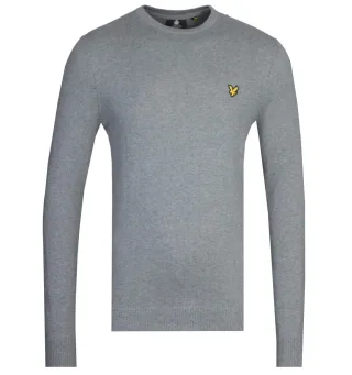 Lyle & Scott Mittelgrau melierter Baumwoll-Merinopullover
