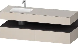 Duravit Qatego Einbauwaschtisch mit Konsolenwaschtischunterbau Taupe Matt 1600x500x600 mm - QA479508 QA4795080910010