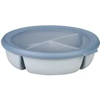 Mepal Lunchbox Runde Bento-Schüssel mit 3 Fächern, luftdicht, für Meal-Prep, Polypropylen (PP), Thermoplastische Elastomere (TPE), Frischhaltedose, Mahlzeiten getrennt aufbewahren, Nordic Blue