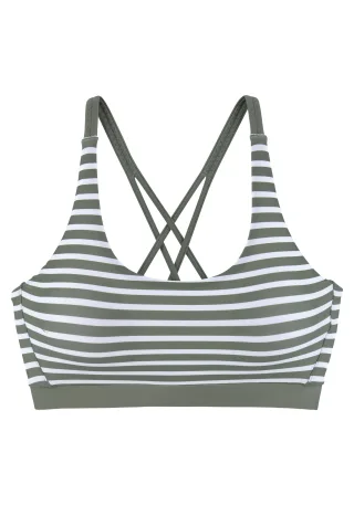 LASCANA - Venice Beach LM exkl. Sport Bustier-Top oliv stripe - Gr. - 38