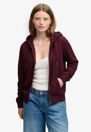 Superdry - Signature Kapuzenjacke mit Stickerei portweinrot - Gr. - 10
