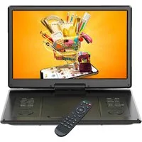 Boifun 15,7" Tragbarer DVD Player mit 14,1 Zoll HD Schwenkbaren Bildschirm DVD-Player (1366*768, Unterstützt FM-Transmitter, Sync-TV, USB, TF-Karte alle Regionen)