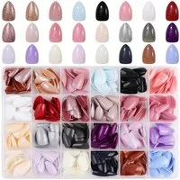 LuxusKollektion Kunstfingernägel 576-teiliges Mandel Nägel Set Bunt Glitzer Press on Nails, Oval Fake