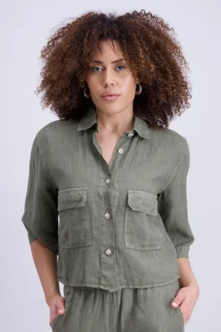 signe nature - Lässige Hemdjacke grün - Gr. - 38
