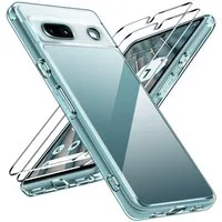 CoolGadget Handyhülle Transparent als 2in1 Schutz Cover Set für das Google Pixel 7a 6,1 Zoll, 2x 9H Glas Display Schutz Folie + 1x TPU Case Hülle für Pixel 7a