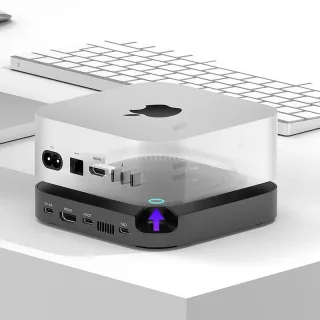 MEPATEM HB03+ for Mac Mini M4/M4 Pro Dock Dual-Channel 7-in-2 USB-C Hub with HD 4K 60Hz Thunderbolt4 USB4 40Gbps 10Gbps