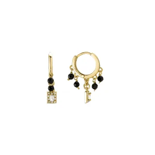 Luxenter Schwarzer Achat Ohrringe aus 18K Gelbgold - Ordzun