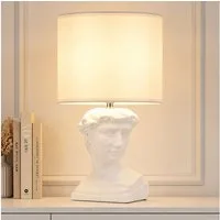 GLOBO LIGHTING Tischleuchte, Leuchtmittel nicht inklusive, Tischlampe Beistellleuchte Textil Keramik weiß Statue Skulptur
