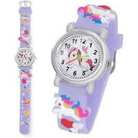 Taffstyle Quarzuhr Kinder Armbanduhr Einhorn Silikonuhr für Mädchen und Jungen, (Mädchen Jungen Sportuhr Bunte Kinderuhr Farbige Lernuhr Silikonuhr Süß)