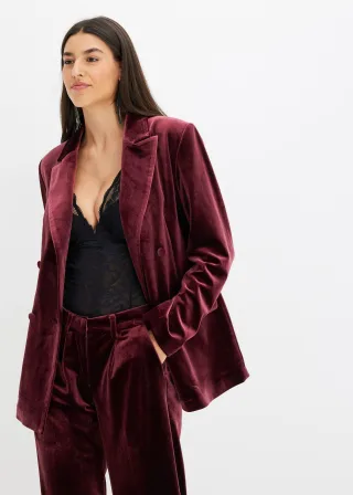 bonprix Blazer aus softem Samt, rot, Gr.46, Modischer, zweireihiger Blazer aus softem Samt, aus Samt