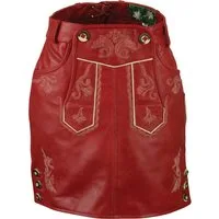 Fuente Leather Wears Trachtenrock Vintage Trachten Lederrock Damen, kurz, Nappa-Leder, rot schwarz antik Latz