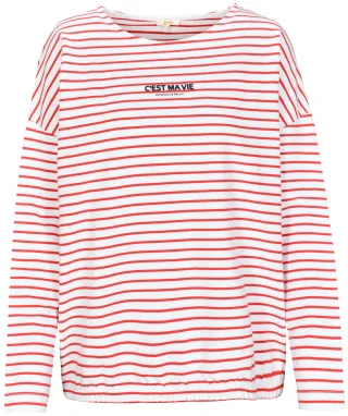 zab company - Da. Sweatshirt 1/1 Arm mohn streifen - Gr. - 44