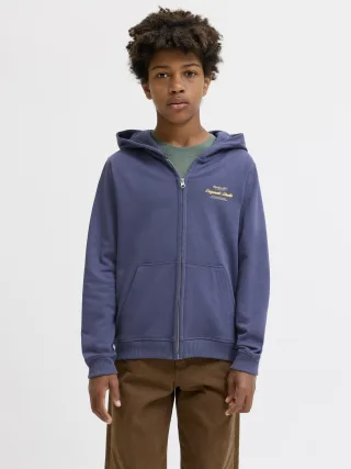 JACK&JONES - JORNORREBRO TYPO BACK SWEAT ZIP HOOD JNR Crown Blue - Gr. - 140