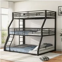 Flieks Etagenbett, Dreierbett Metallbett Kinderbett 90x200cm+120x200cm+140x200cm