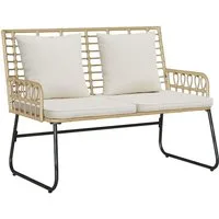 vidaXL Gartenlounge-Set Gartenbank Braun und Creme Poly-Rattan, (1-tlg)