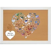 Namofactur Bilderrahmen Hochzeit Geldgeschenk "Von ganzem Herzen" Bilderrahmen Geld verpacken, für 1 Bilder, Hochzeitsgeschenk gerahmte Hochzeitskarte Glückwunschkarte aus Holz