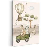 OneMillionCanvasses® Leinwandbild Wilde Tiere - Safari - Aquarell - Heißluftballon, Fotodruck (1 St), Kinderzimmer Deko, Mädchen und Jungen Bilder 20x30 cm