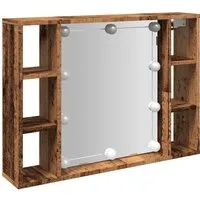 vidaXL Spiegelschrank Spiegelschrank mit LED-Leuchten Altholz-Optik 76x15x55 cm (1-St)