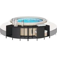 vidaXL Regal, Outdoor-Regale für Whirlpool 2 Stk. Schwarz Poly Rattan