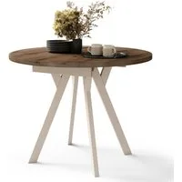 designimpex Esstisch Design Esstisch Almo ausziehbar rund Esszimmer Tisch 90 x 77 cm, Esstisch, Esszimmertisch, Tisch, Ausziehtisch, Küchentisch, Esszimmer
