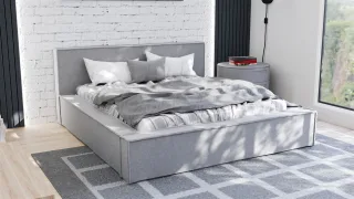 Polsterbett Doppelbett ALDANA 160x200cm Komplettset in Stoff Freya Grau