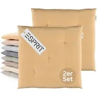 Esprit Stuhlkissen NEEDLESTRIPE Sitzkissen, 40 x 40 cm - 2er Set in Gelb