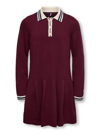 KIDS ONLY - KOGKALANA L/S POLO DRESS KNT Cabernet - Gr. - 164