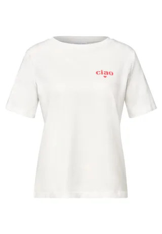 Street One - T-Shirt mit Frontprint und Rundhalsausschnitt weiß - Gr. - 42
