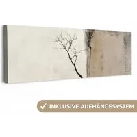 OneMillionCanvasses® Leinwandbild Panorama Wabi sabi - Pflanze - Beige, Fotodruck (1 St), Wandbild, Deko Schlafzimmer Wohnzimmer Flur 60x20 cm