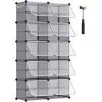 SONGMICS Schuhregal Schuhschrank, 30 x 40 x 30 cm pro Fach, für Flur, Eingangsbereich, mit 10 Fächern, mit Türen, für bis zu 40 Paar Schuhe, anpassbar