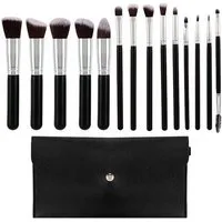 KINSI Kosmetikpinsel-Set Make-up Pinsel Set 14-tlg,Inklusive Aufbewahrungstasche, 14 tlg., Weiche Naturhaar Pinsel für Lidschatten & Foundation