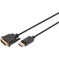 Adapterkabel DisplayPort > DVI-D, Interlock schwarz, 2 Meter, mit Schraubbefestigung