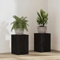 vidaXL Blumenständer, Pflanzenständer 2 pcs Schwarz Eichen-Optik 20 x 20 x 30 cm