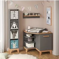 VitaliSpa® Wickelkommode Malia, Grau/Artisan/Artisan, 85 x 85.2 cm mit Tür