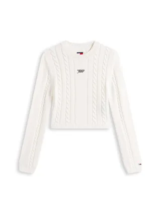 Tommy Jeans - Strickpullover weiß - Gr. - S
