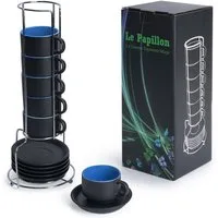 MiaMio Espressotasse Espressotassen Set Le Papillon Kollektion (6 x 75ml)