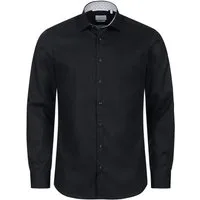 Eterna Businesshemd Slim Fit, Schwarz, Bügelfrei, Dynamic Cotton™, Kentkragen Regular Langarm 67cm I 100% Baumwolle I Kentkragen mit Ausputz