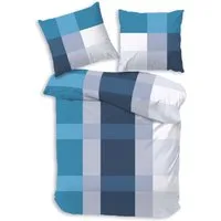 Träumschön Bettwäsche Premium Set aus Baumwolle 135x200 oder 155x220 cm, Karo beige o. blau, Baumwolle, 2 teilig, mit Reißverschluss, luftig und leichte Sommerbettwäsche