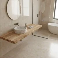 DaoWood Waschtischplatte Massive Nordeiche Waschtischplatte Alt Holz Natur geölt Hell, rustikale Note,Natur Holz Farbe