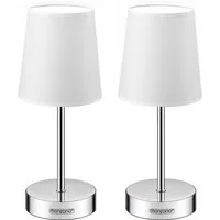 monzana Tischleuchte Lumiere, Weiß 2er Set, 2er Set 32 cm Stoffschirm E14 Chrom Metall Wohnzimmer Büro