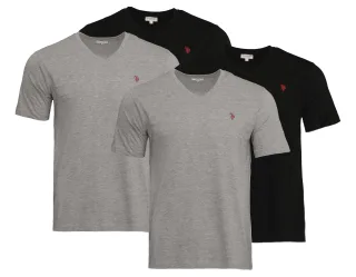 U.S. Polo Assn. 4 PACK V-Ausschnitt - T-Shirt basic in Schwarz/Anthrazit