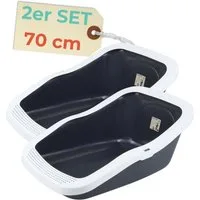 GarPet Katzentoilette 2er Set XXL Katzenklo Katzentoilette groß 70 cm offen hoher Rand