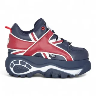 Buffalo Damen-Sneaker mit klobiger Plateausohle, blau-rot - 1339-14