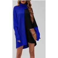 FS Collection Longpullover Damen Pullover-Oberteil Longpullover Blockfarben Rollkragen Halblang (Einheitsgröße: UK 8–16 / EU 36–44, 7 stilvollen Farbvarianten) 100% Acryl