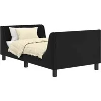 vidaXL Bett Kinderbettgestell mit Kopfteil Schwarz 80 x 160 cm Samt (1-tlg)