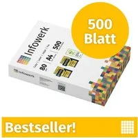 Infowerk Druckerpapier Kopierpapier 500 Blatt A4 80g Premium Weiß Testsieger PEFC, PEFC-Zertifikat (GFA-PEFC-COC-500582)
