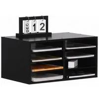 relaxdays Briefablage Dokumentenablage Bambus 8 Fächer, schwarz