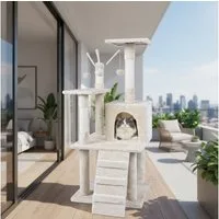 Melko Kratzbaum Katzenbaum Katzenkratzbaum Kratzbaum 121CM Kletterbaum, Katzenkratzbaum in Creme / Beige