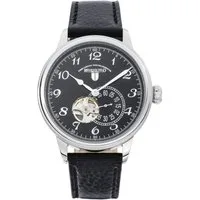Riedenschild Automatikuhr Herren – 42 mm, offenes Herz, schwarzes Zifferblatt & Lederarmband RS7604-03